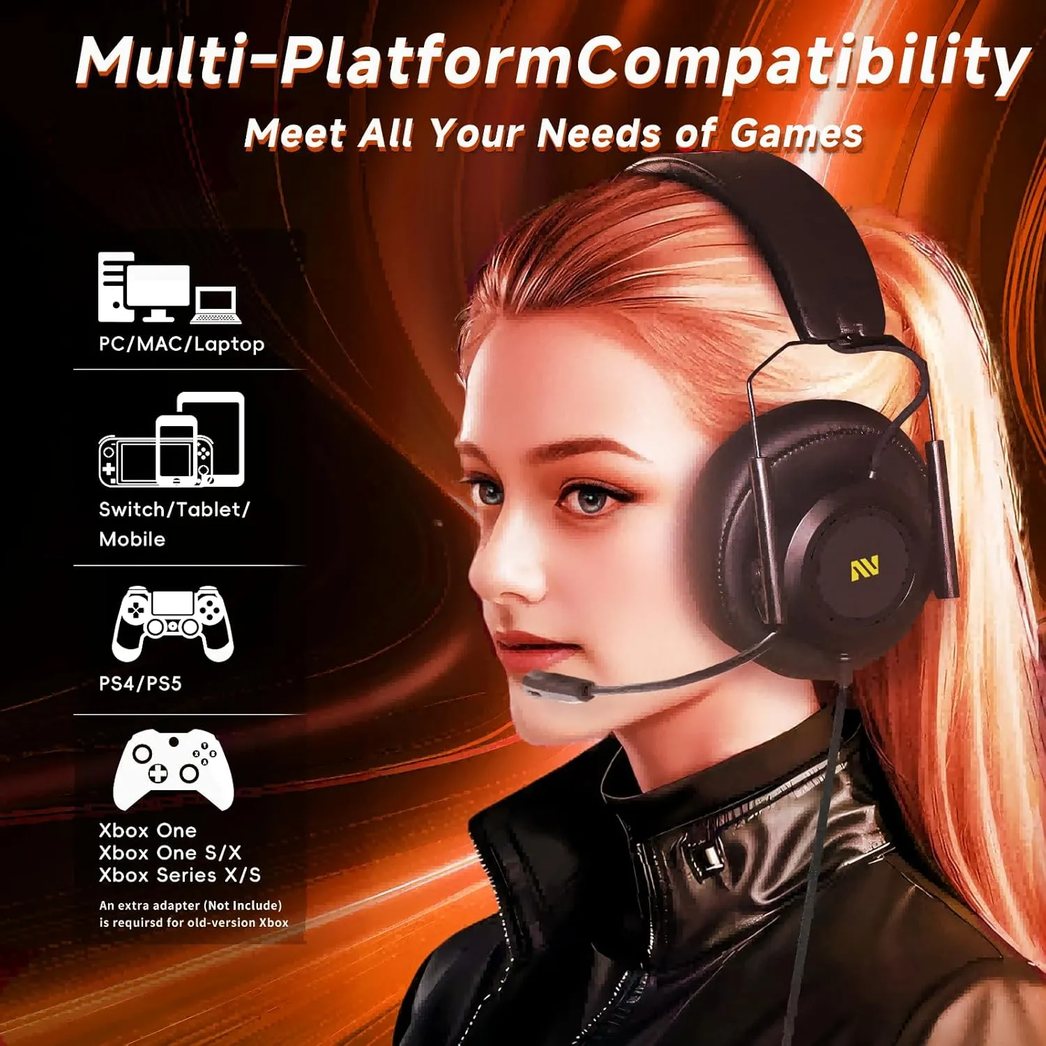 🖤🎧 Foldable Gaming Headset with Noise-Cancelling Mic 🎧🖤