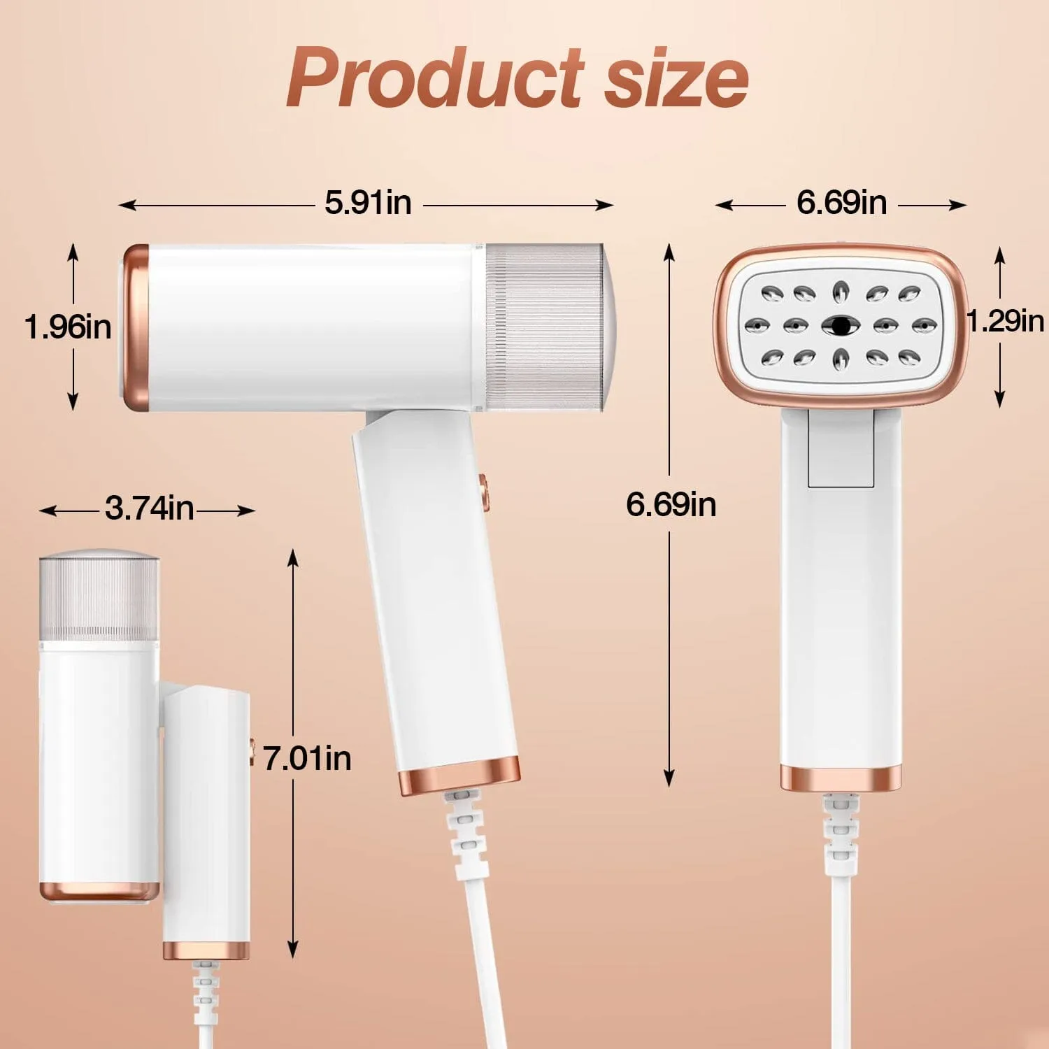 1000W Portable Handheld Clothes Steamer with Brush Foldable