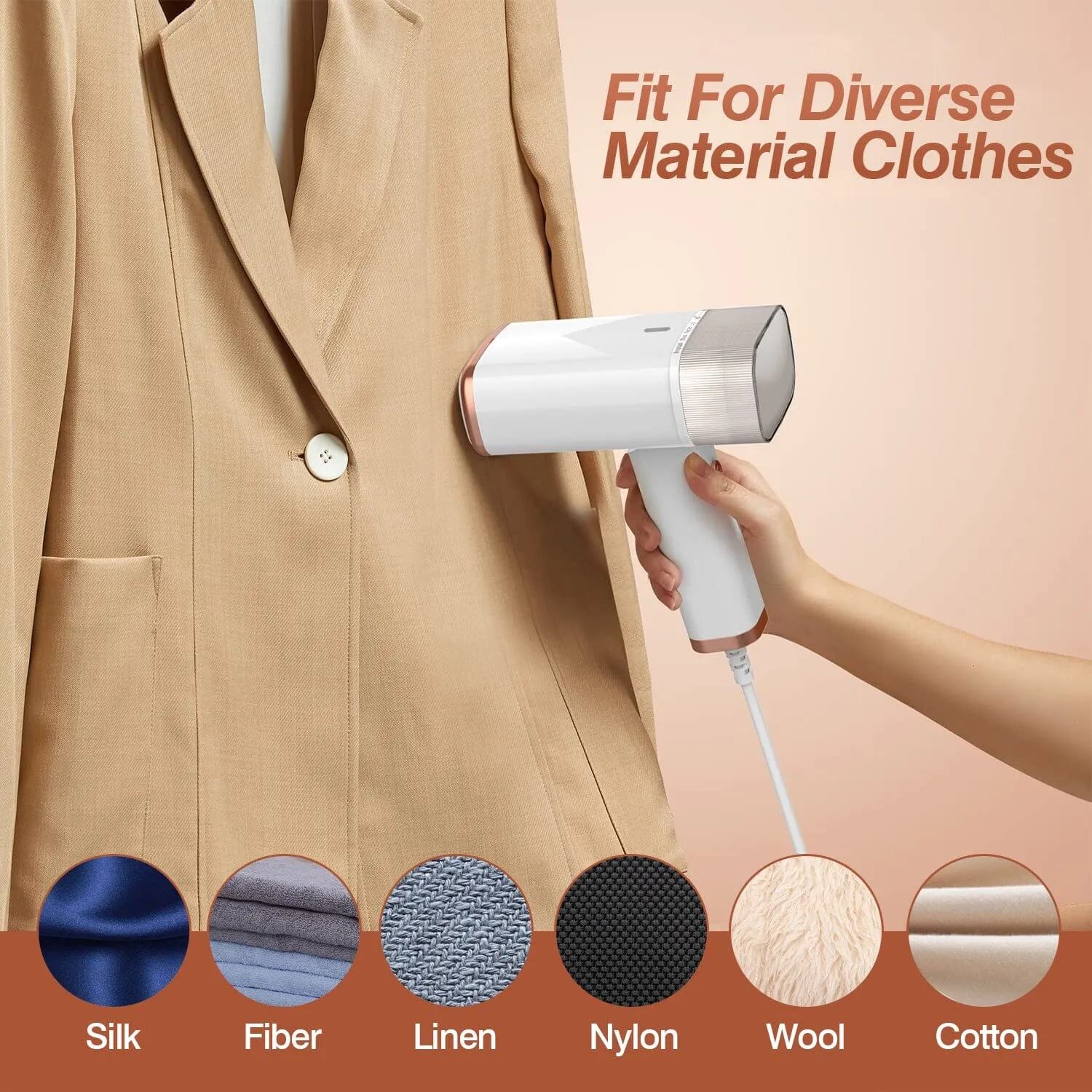 1000W Portable Handheld Clothes Steamer with Brush Foldable