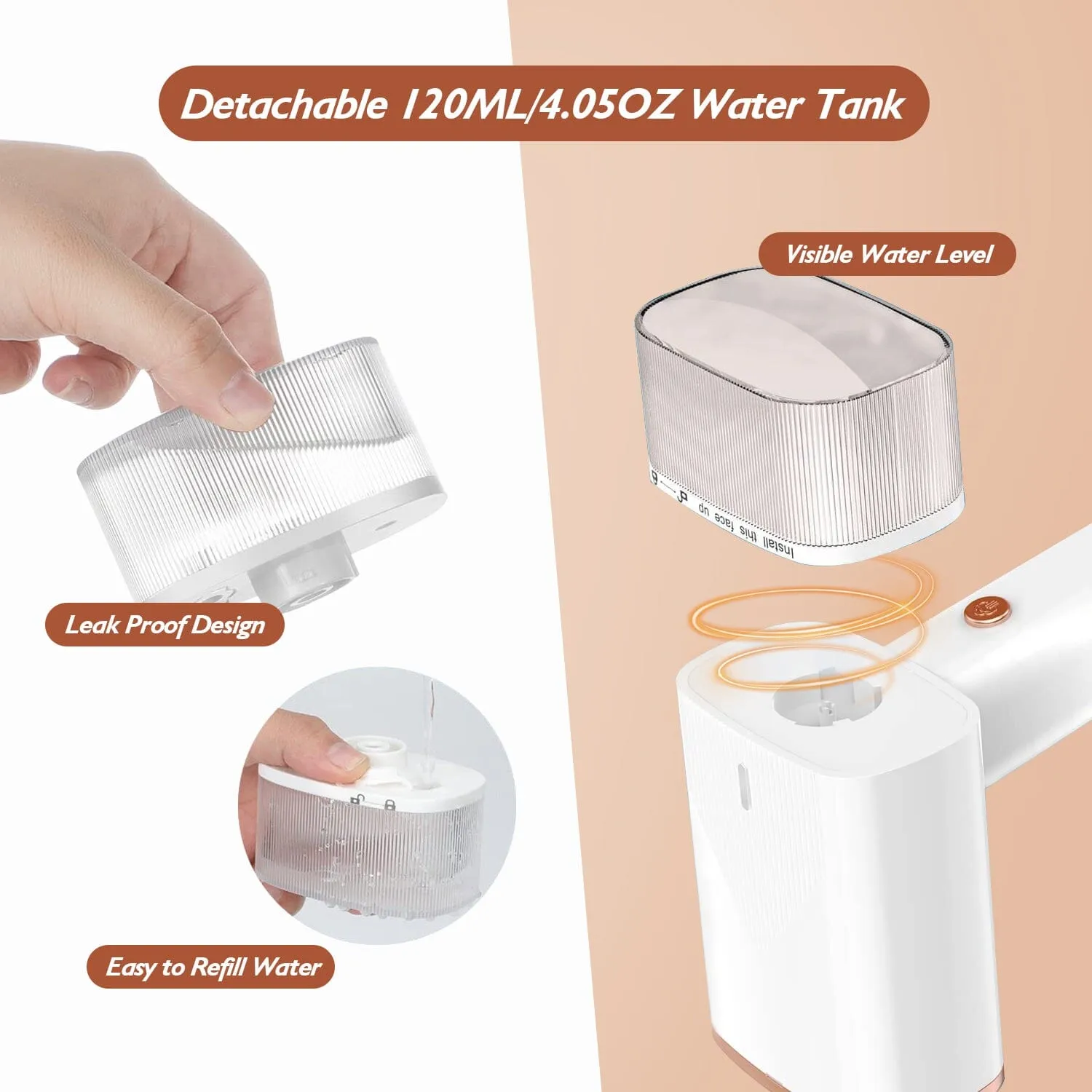 1000W Portable Handheld Clothes Steamer with Brush Foldable