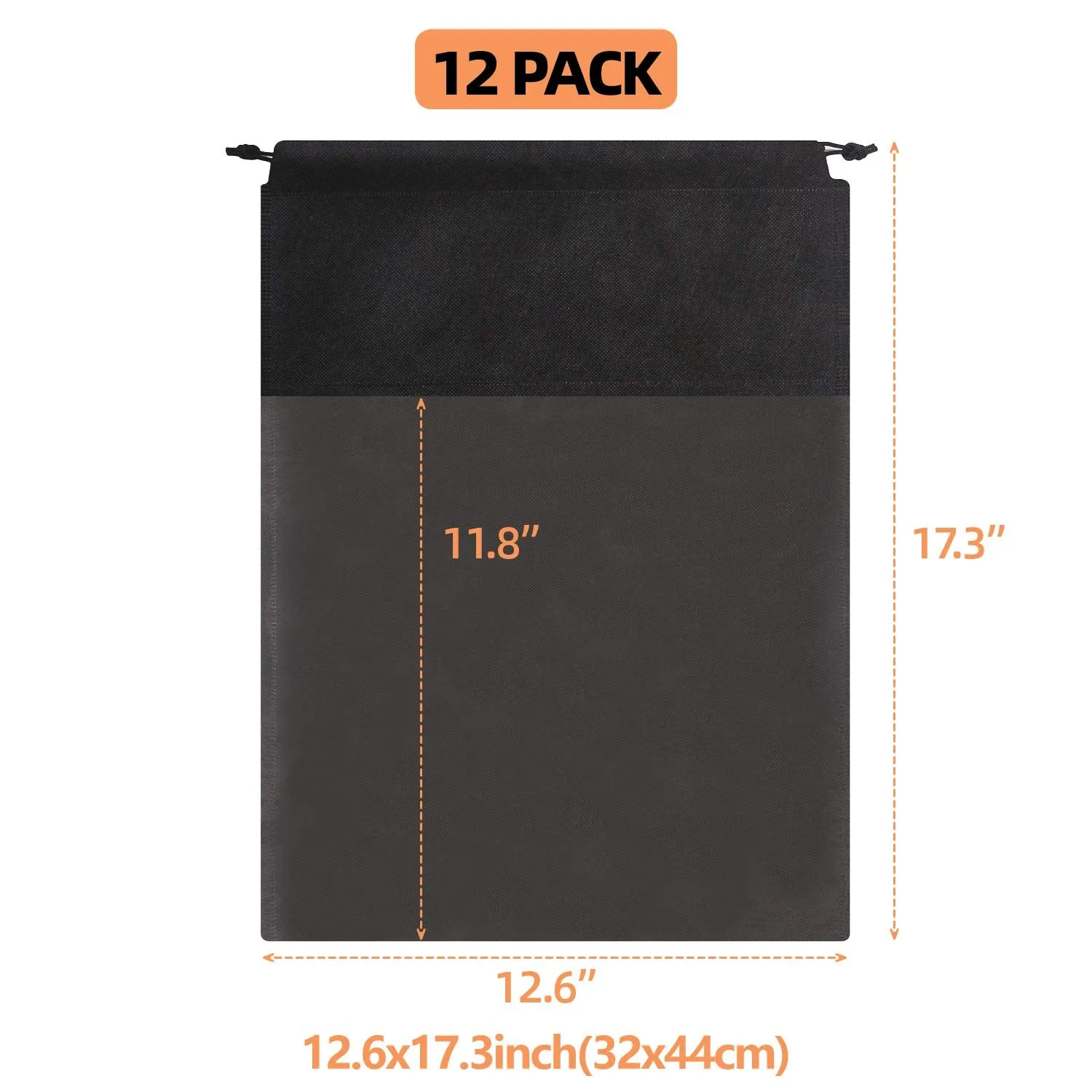 12 Pack Portable Shoe Bags for Travel Large Shoes Pouch Storage Organizer Clear Window with Drawstring for Men and Women Black Black 12pack
