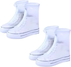 2 Pairs Waterproof Shoe Covers for Rain, Reusable Rain Shoe Boot Covers for Women Men, Clear Plastic Shoe Protector Covers, Anti Slip for Cycling Travel Hiking Riding Camping