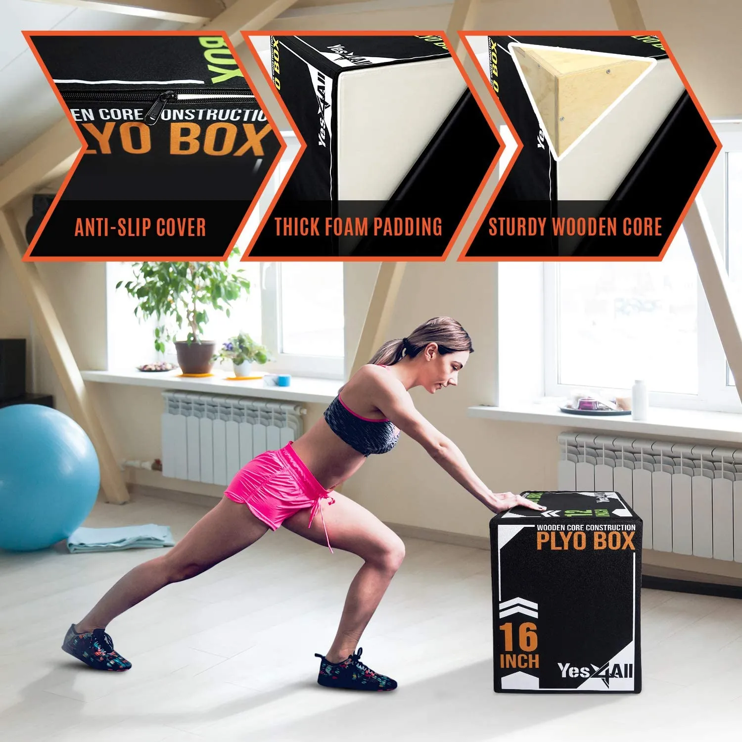 3-in-1 Soft Plyo Box Wooden Core Foam for Exercise
