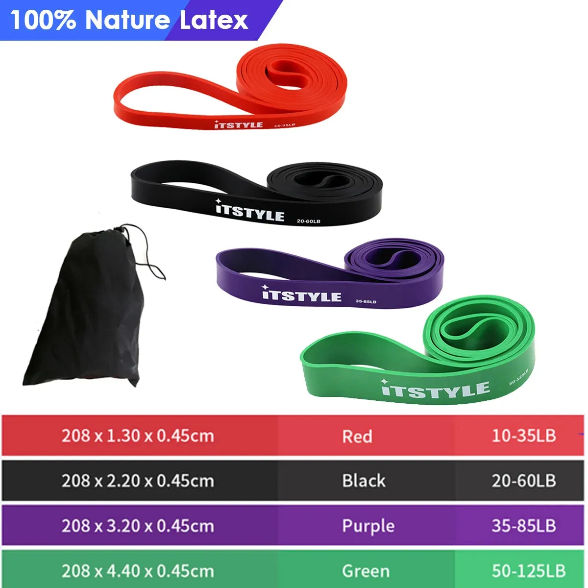 41" Resistance Bands 208cm Fitness Latex Pull Up Crossfit Yoga Power Expander Set