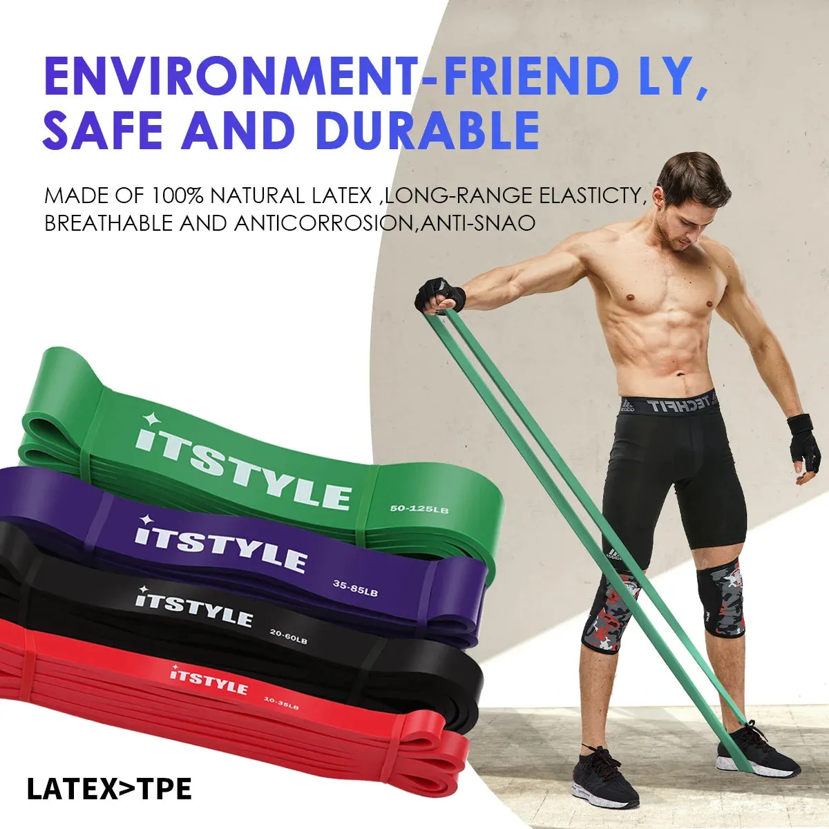 41" Resistance Bands 208cm Fitness Latex Pull Up Crossfit Yoga Power Expander Set