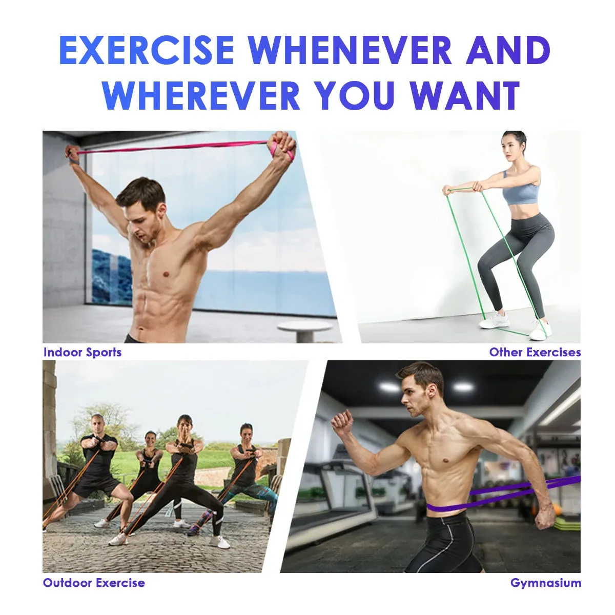 41" Resistance Bands 208cm Fitness Latex Pull Up Crossfit Yoga Power Expander Set