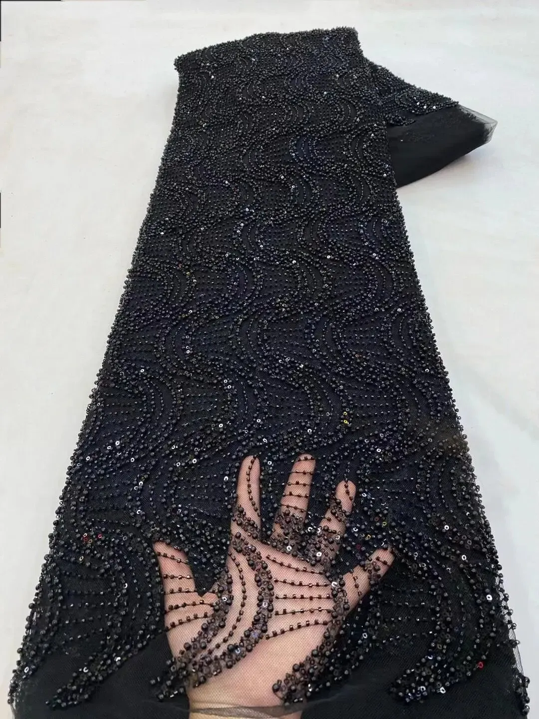 5 YARDS / 10 COLORS / Victors Beaded Embroidery Glitter Mesh Lace  Party Prom Bridal Dress Fabric