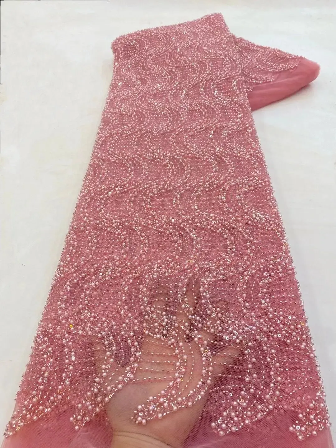 5 YARDS / 10 COLORS / Victors Beaded Embroidery Glitter Mesh Lace  Party Prom Bridal Dress Fabric