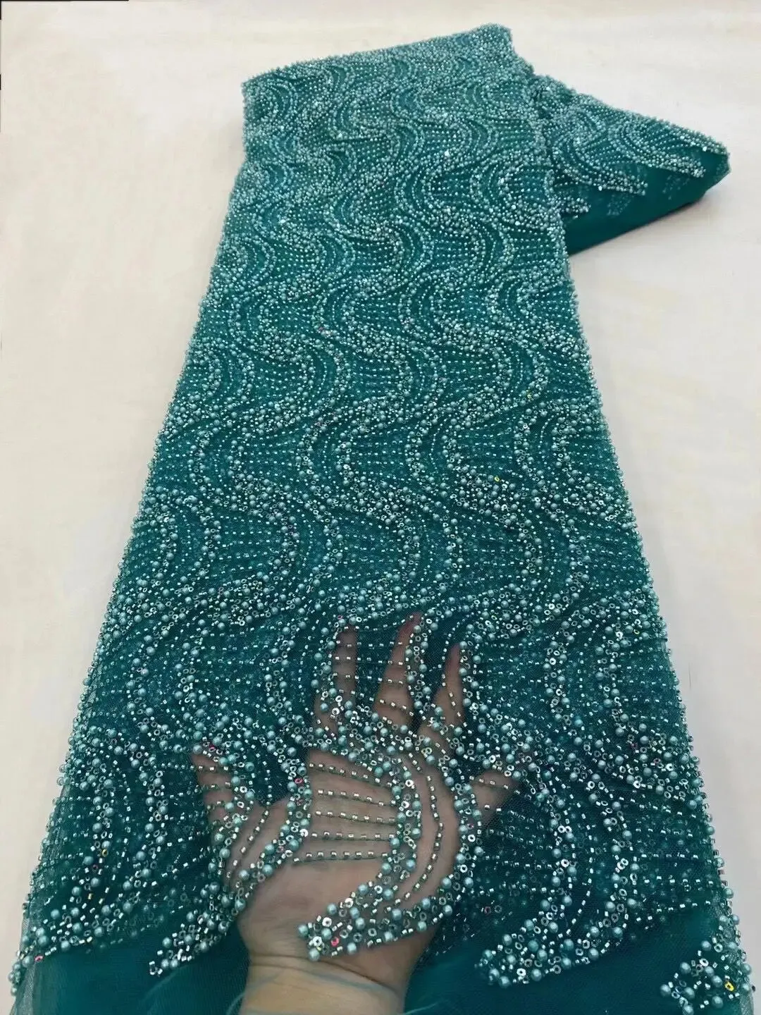 5 YARDS / 10 COLORS / Victors Beaded Embroidery Glitter Mesh Lace  Party Prom Bridal Dress Fabric