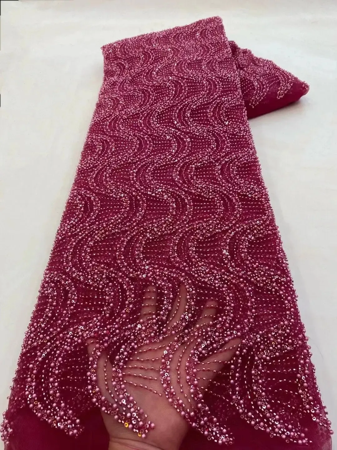 5 YARDS / 10 COLORS / Victors Beaded Embroidery Glitter Mesh Lace  Party Prom Bridal Dress Fabric