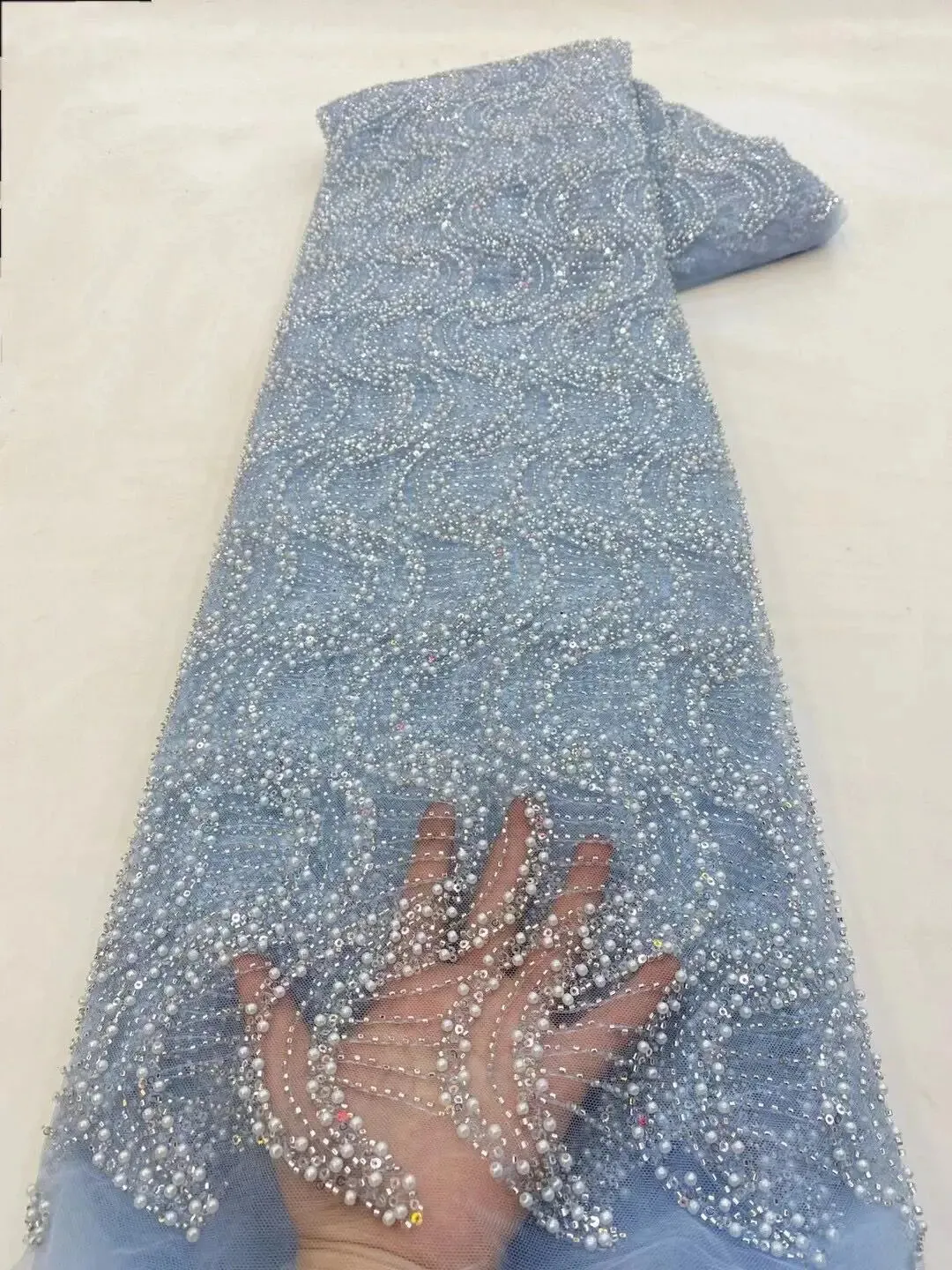5 YARDS / 10 COLORS / Victors Beaded Embroidery Glitter Mesh Lace  Party Prom Bridal Dress Fabric