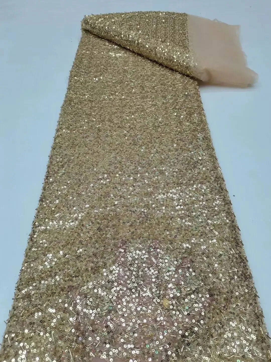 5 YARDS / 12 COLORS / Eelanian Allover Sequin Beaded Embroidery Tulle Mesh Lace Dress Fabric