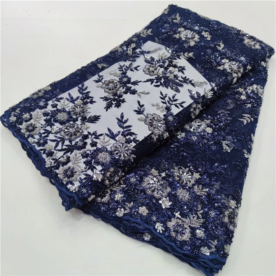 5 YARDS / 12 COLORS / Mariem Floral Blossom Multicolor Sequin Beaded Embroidery Tulle Mesh Lace Party Prom Bridal Dress Fabric