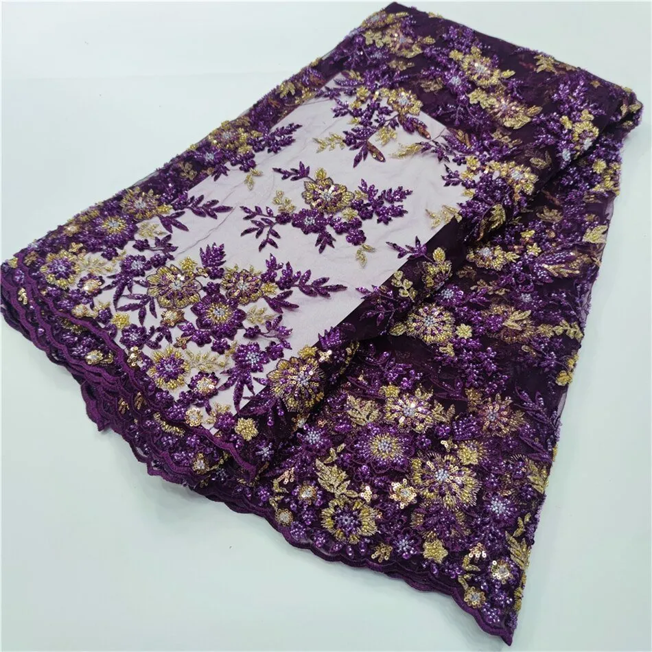 5 YARDS / 12 COLORS / Mariem Floral Blossom Multicolor Sequin Beaded Embroidery Tulle Mesh Lace Party Prom Bridal Dress Fabric