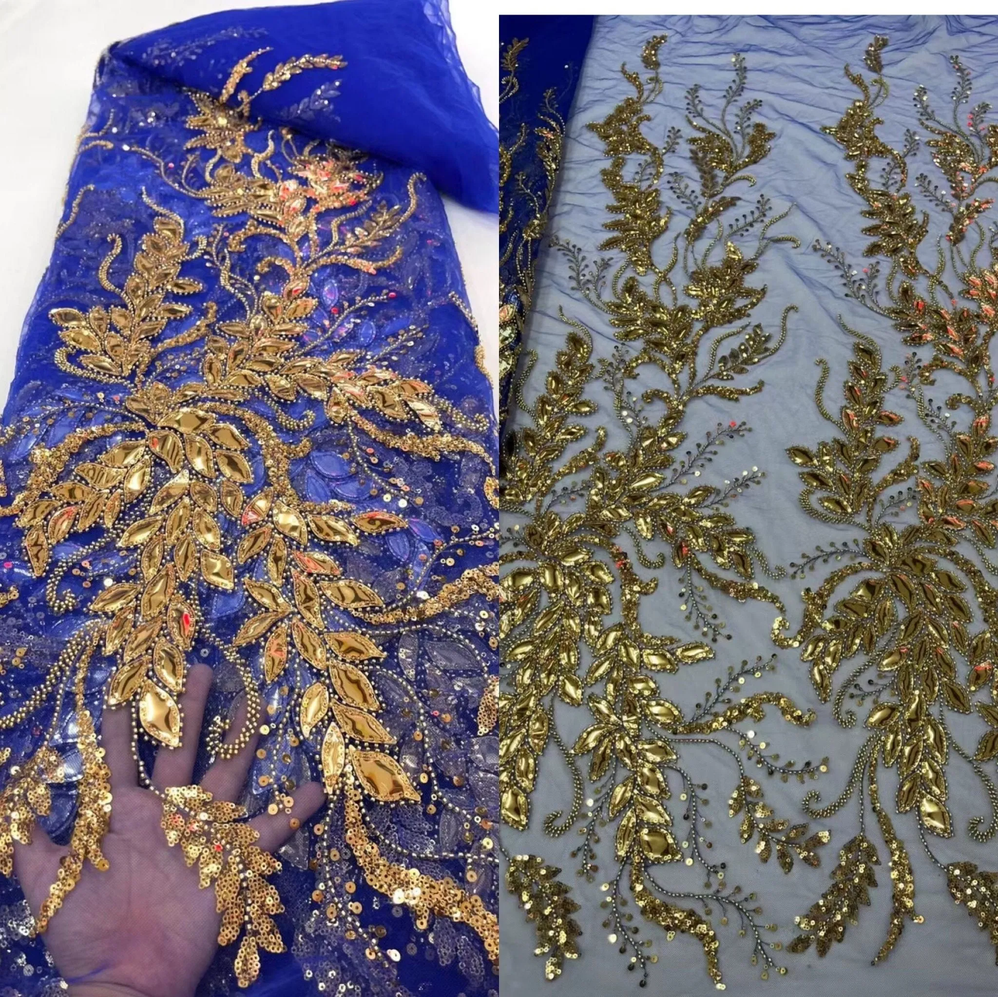 5 YARDS / 13 COLORS / Kailea Starburst Full Sequin Beaded Embroidery Tulle Mesh Lace Party Prom Bridal Dress Fabric