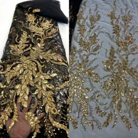 5 YARDS / 13 COLORS / Kailea Starburst Full Sequin Beaded Embroidery Tulle Mesh Lace Party Prom Bridal Dress Fabric