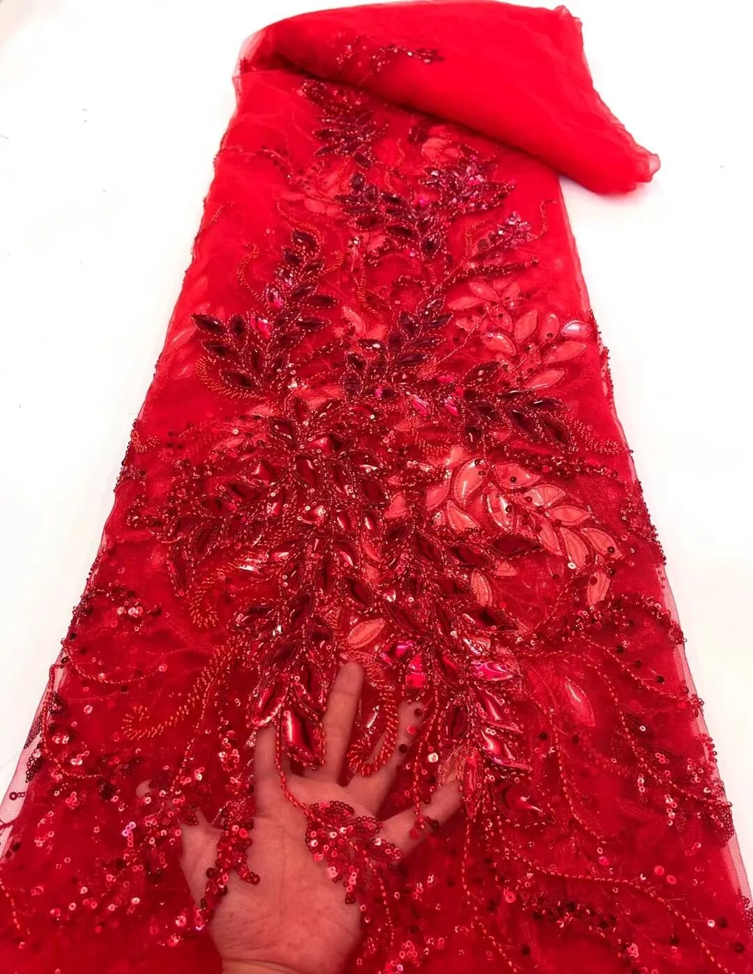 5 YARDS / 13 COLORS / Kailea Starburst Full Sequin Beaded Embroidery Tulle Mesh Lace Party Prom Bridal Dress Fabric
