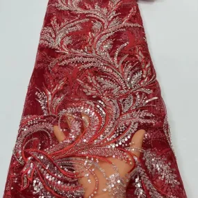 5 YARDS / 15 COLORS / Feriel Scroll Floral Beaded Glitter Embroidery Mesh Lace  Party Prom Bridal Dress Fabric