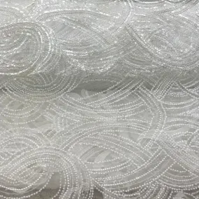 5 YARDS / 2 COLORS / Melinosia Swirly Sequin Beaded Embroidery Tulle Mesh Lace Dress Fabric