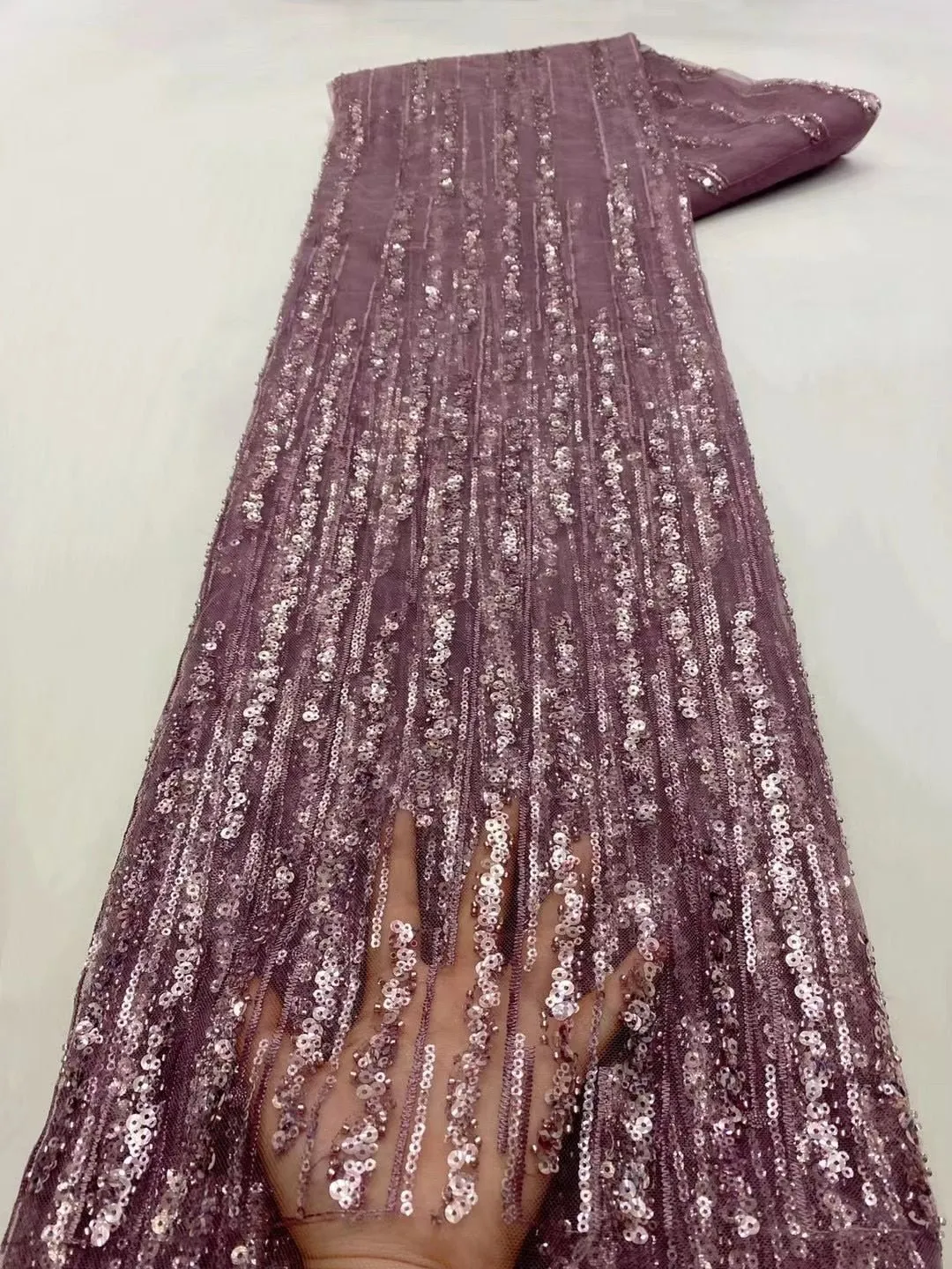 5 YARDS / 7 COLORS / Fantine Abstract Lines Beaded Glitter Embroidery Mesh Lace Party Wedding Party Prom Bridal Dress Fabric