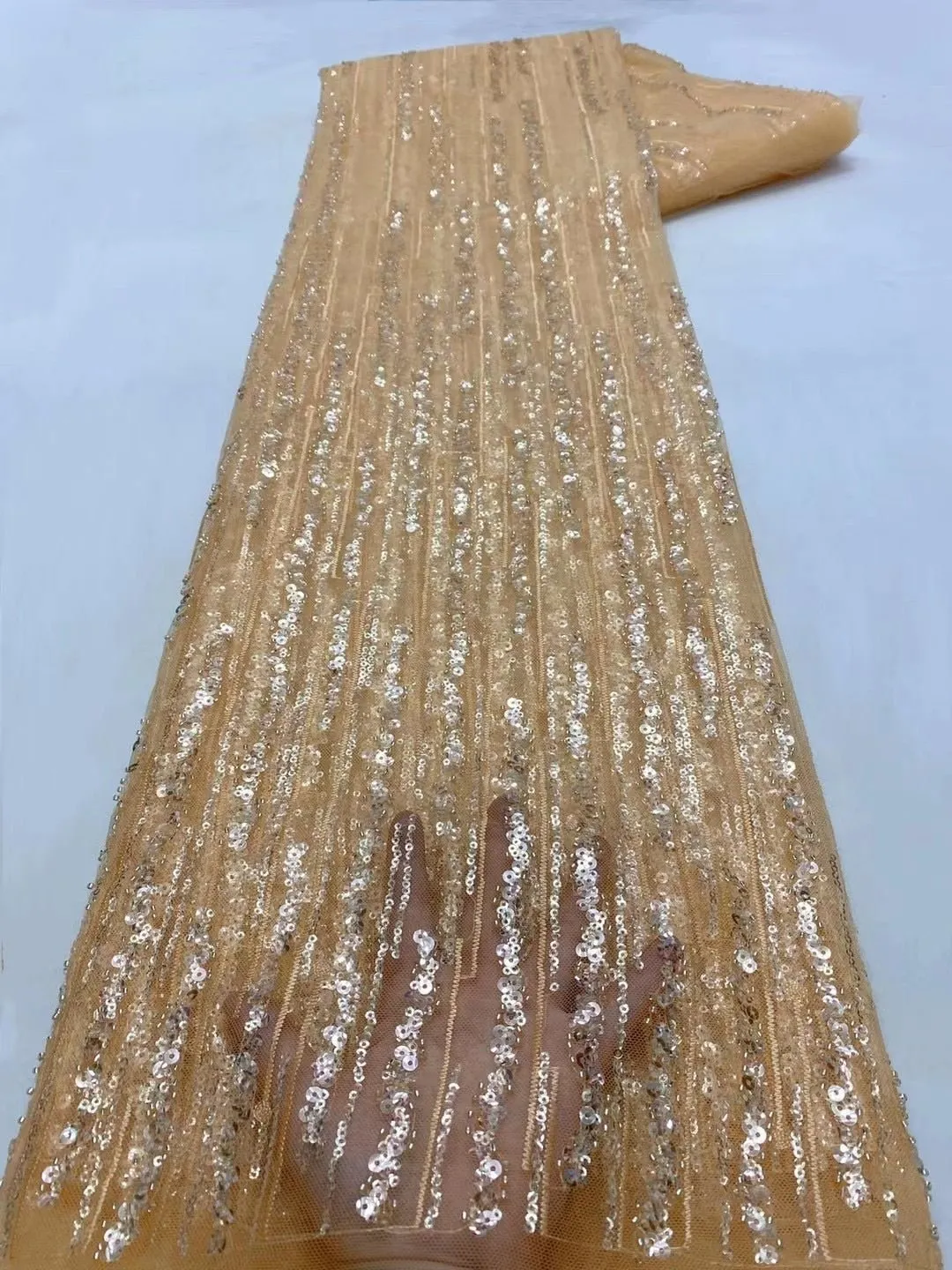 5 YARDS / 7 COLORS / Fantine Abstract Lines Beaded Glitter Embroidery Mesh Lace Party Wedding Party Prom Bridal Dress Fabric