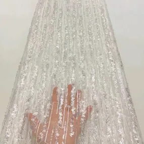 5 YARDS / 7 COLORS / Fantine Abstract Lines Beaded Glitter Embroidery Mesh Lace Party Wedding Party Prom Bridal Dress Fabric