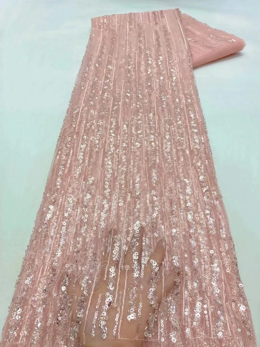 5 YARDS / 7 COLORS / Fantine Abstract Lines Beaded Glitter Embroidery Mesh Lace Party Wedding Party Prom Bridal Dress Fabric