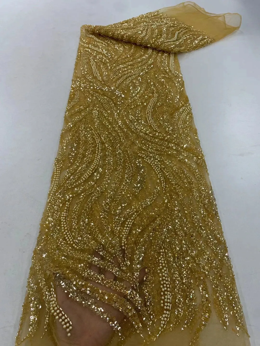 5 YARDS / 7 COLORS / Kanjare Floral Sequin Beaded Embroidery Tulle Mesh Lace Dress Fabric
