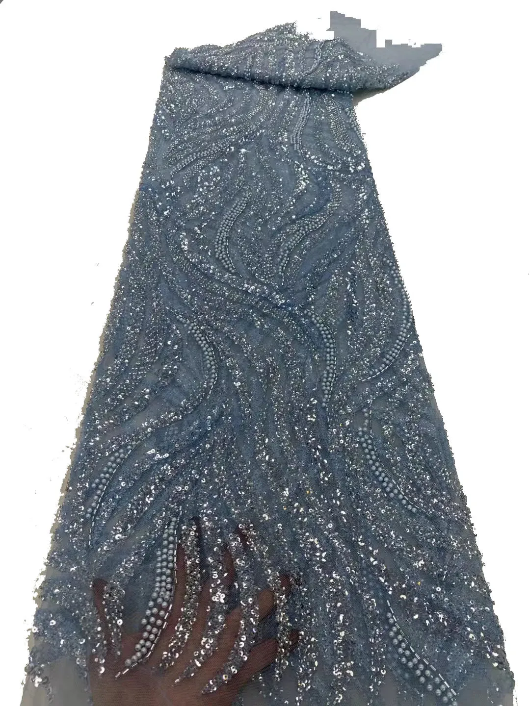 5 YARDS / 7 COLORS / Kanjare Floral Sequin Beaded Embroidery Tulle Mesh Lace Dress Fabric