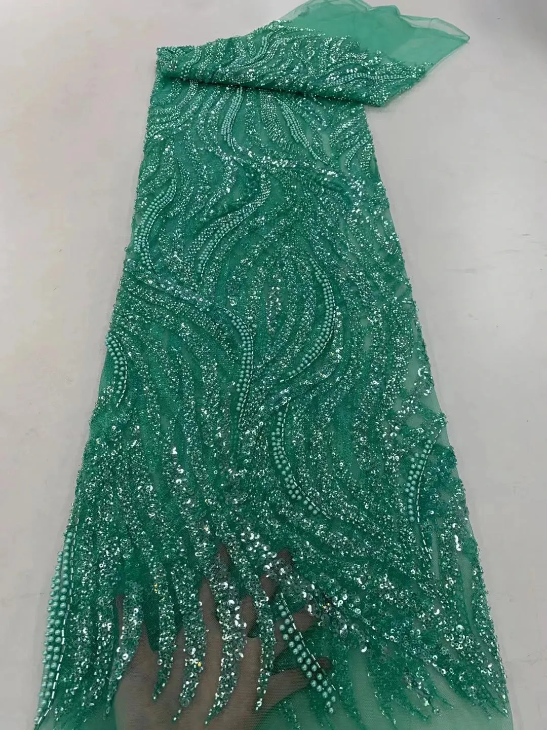 5 YARDS / 7 COLORS / Kanjare Floral Sequin Beaded Embroidery Tulle Mesh Lace Dress Fabric