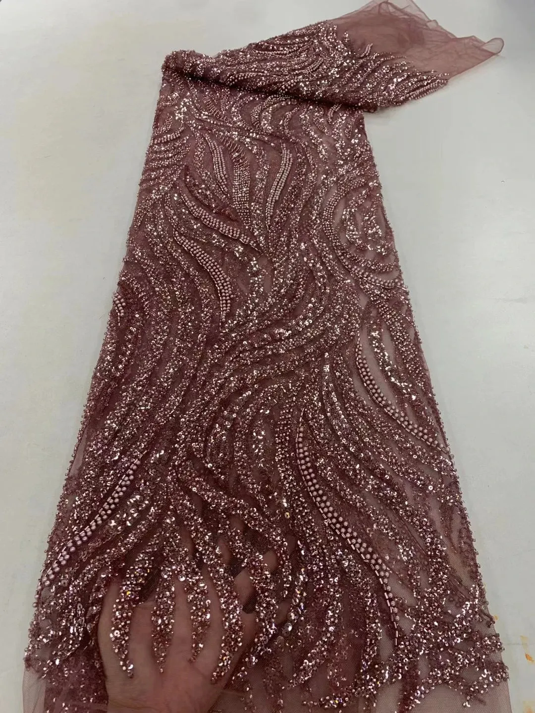 5 YARDS / 7 COLORS / Kanjare Floral Sequin Beaded Embroidery Tulle Mesh Lace Dress Fabric