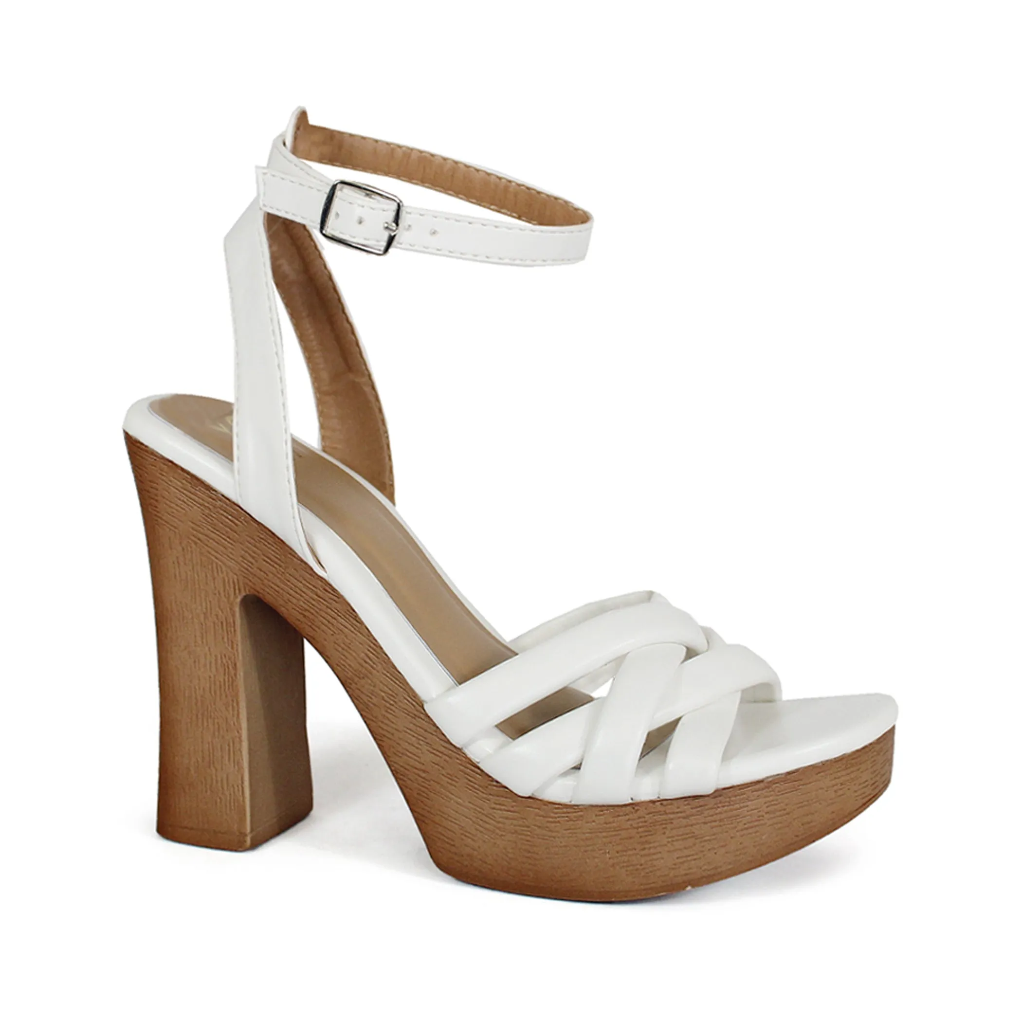 ARLESA-05 Women's Padded Multi Strap In Wooden Heel