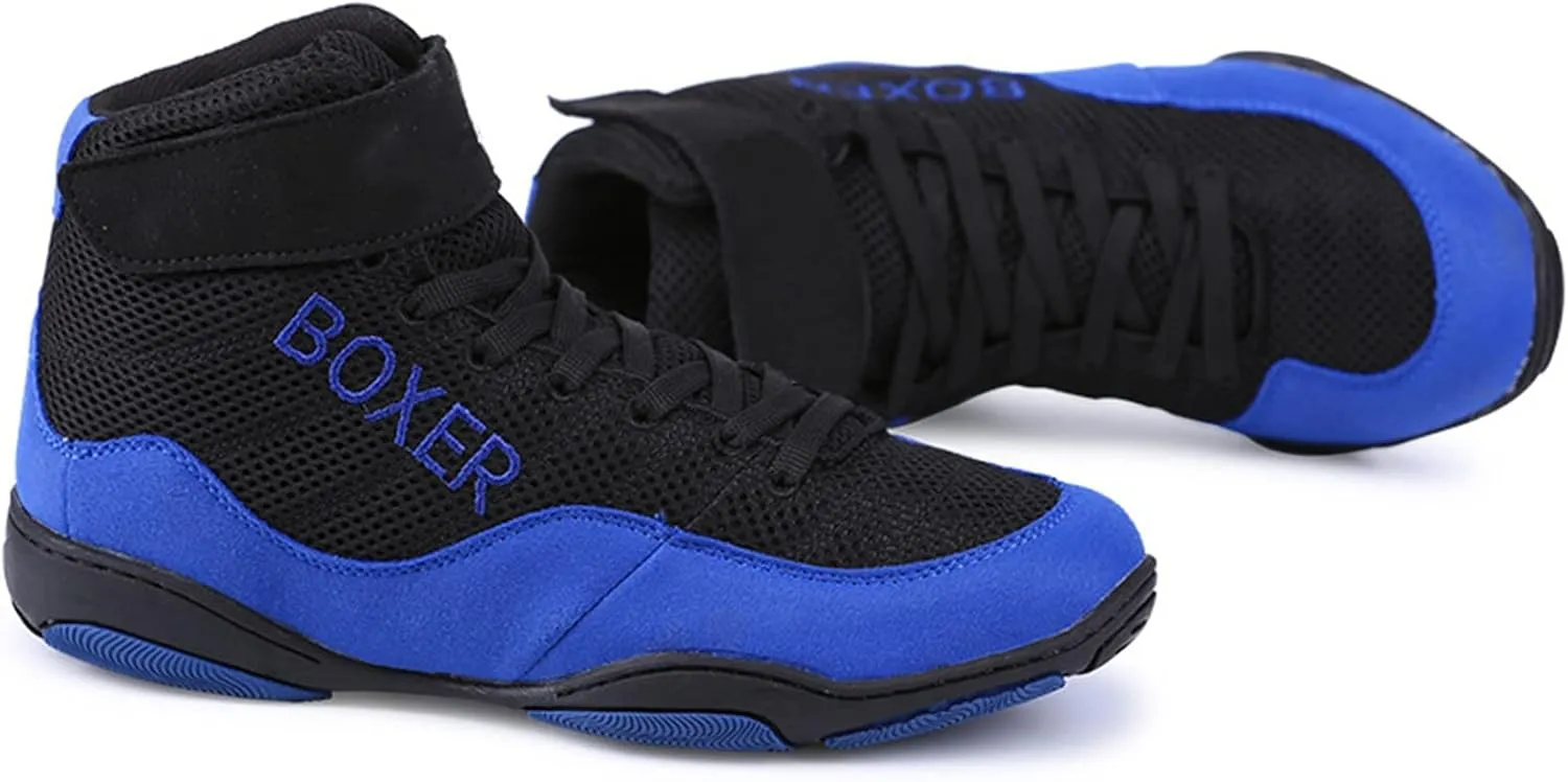 Boxing Shoe, Wrestling Fitness Trainers Kickboxing Gym Training Sneakers Anti-Slip Boxing Footwear for Men Women Boy