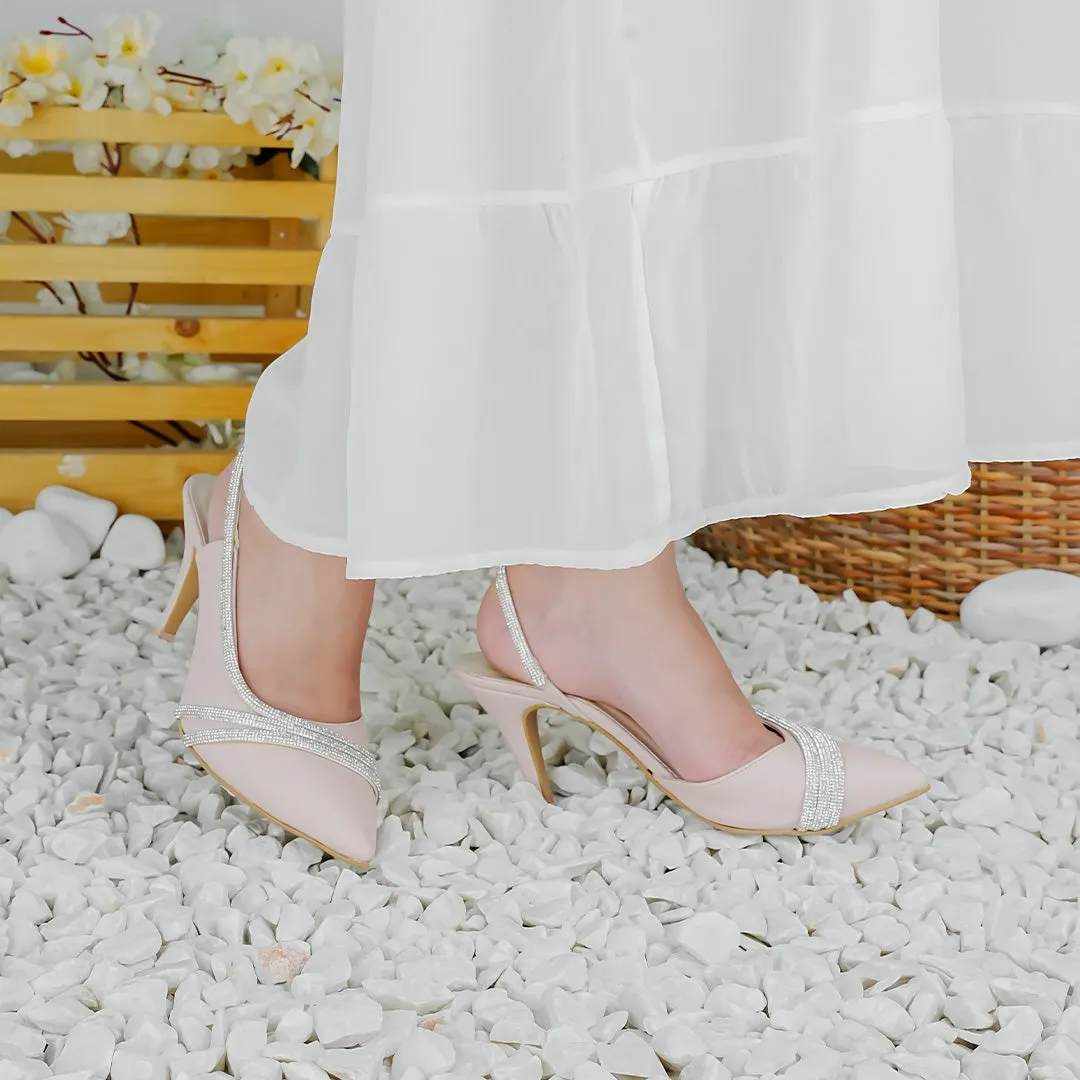 Crystal Cascade Heels Pink