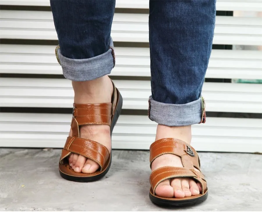 ELGEER Mens Leather Sandals