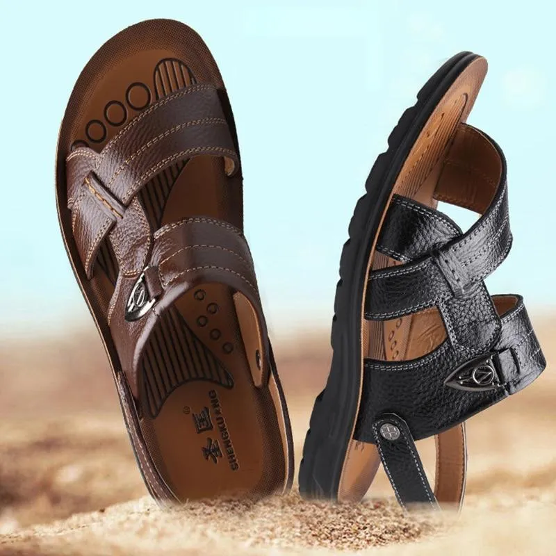 ELGEER Mens Leather Sandals