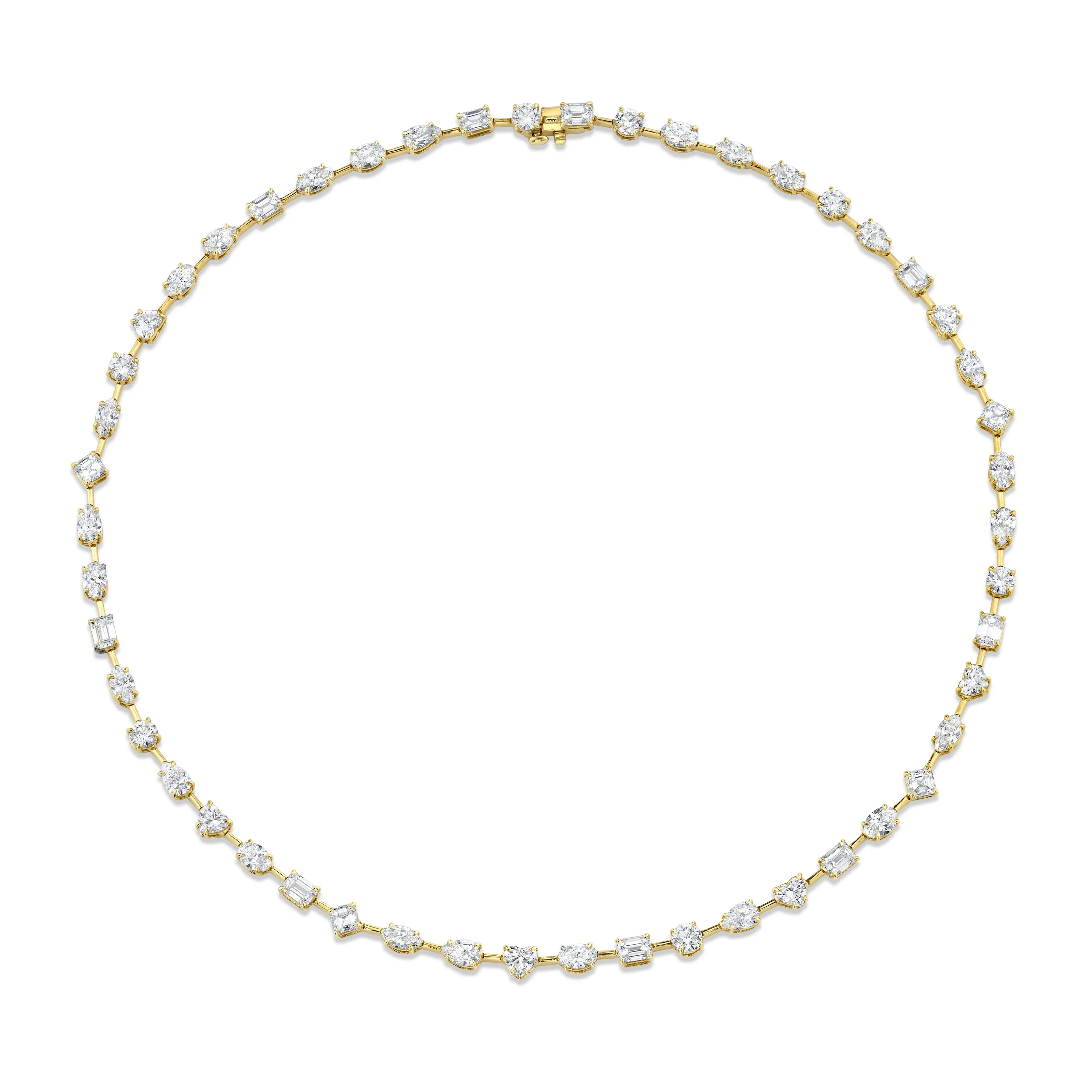 Fancy Shape Diamonds in 18k Yellow Gold Necklace