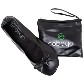 Foldable Ballet Flats Women's Travel Portable Comfortable Shoes Black SOBEYO