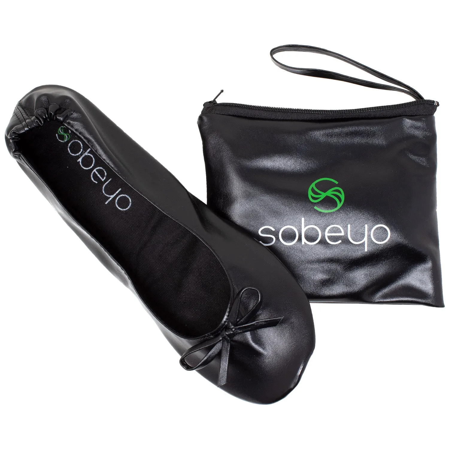 Foldable Ballet Flats Women's Travel Portable Comfortable Shoes Black SOBEYO