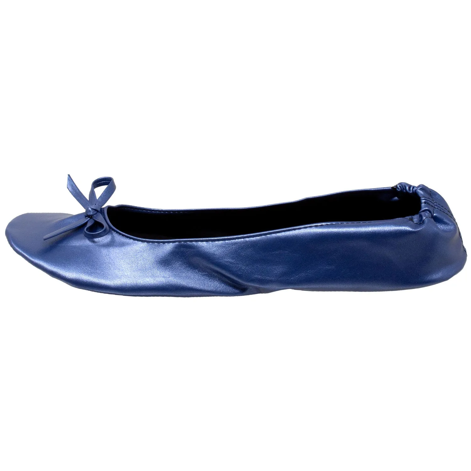 Foldable Ballet Flats Women's Travel Portable Comfortable Shoes Navy PU SOBEYO