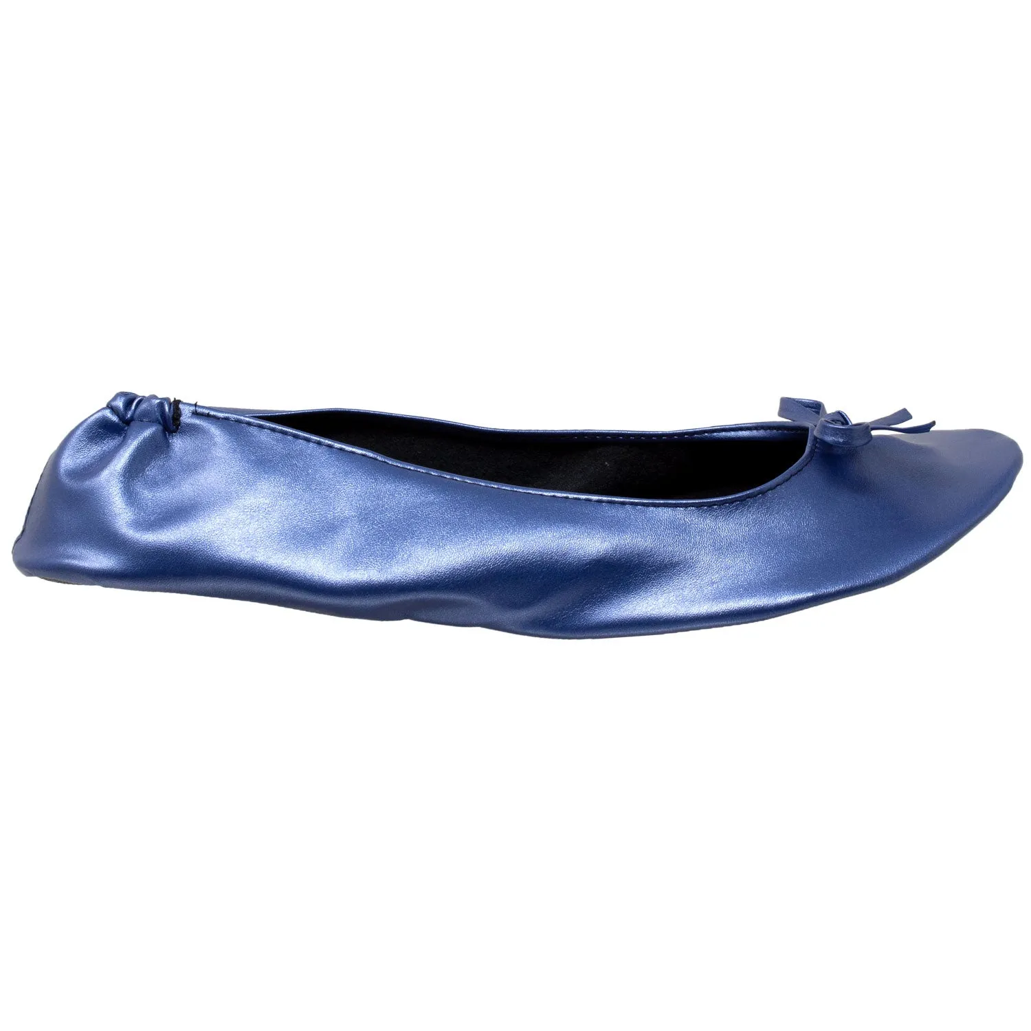 Foldable Ballet Flats Women's Travel Portable Comfortable Shoes Navy PU SOBEYO