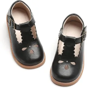 GINFIVE Toddler Girls Dress Shoes Little Kids Flats School Mary Janes Shoes