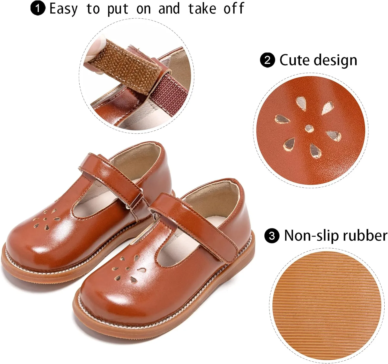 GINFIVE Toddler Little Girls Mary Janes Flats Girls Dress Shoes Kids Shoes