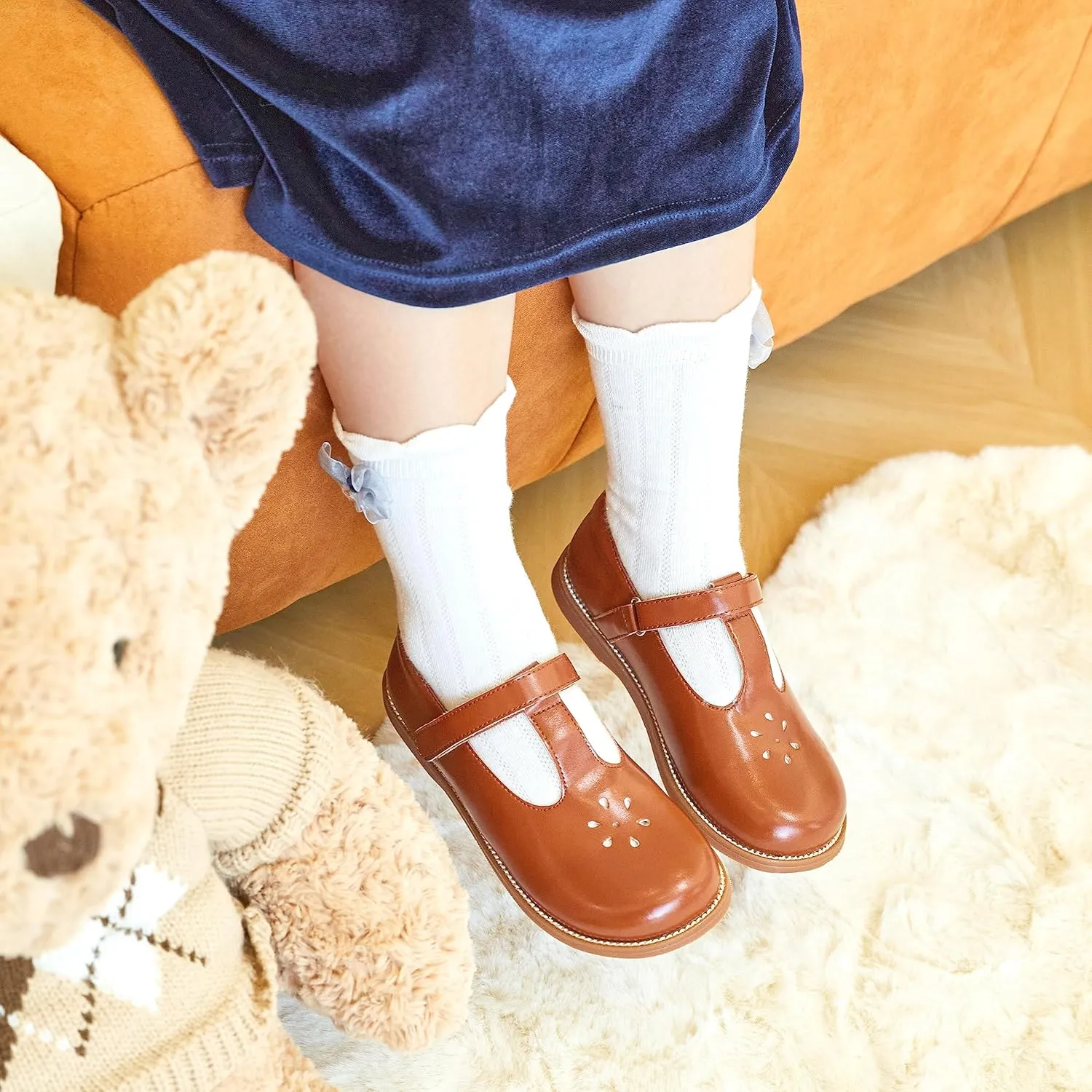 GINFIVE Toddler Little Girls Mary Janes Flats Girls Dress Shoes Kids Shoes