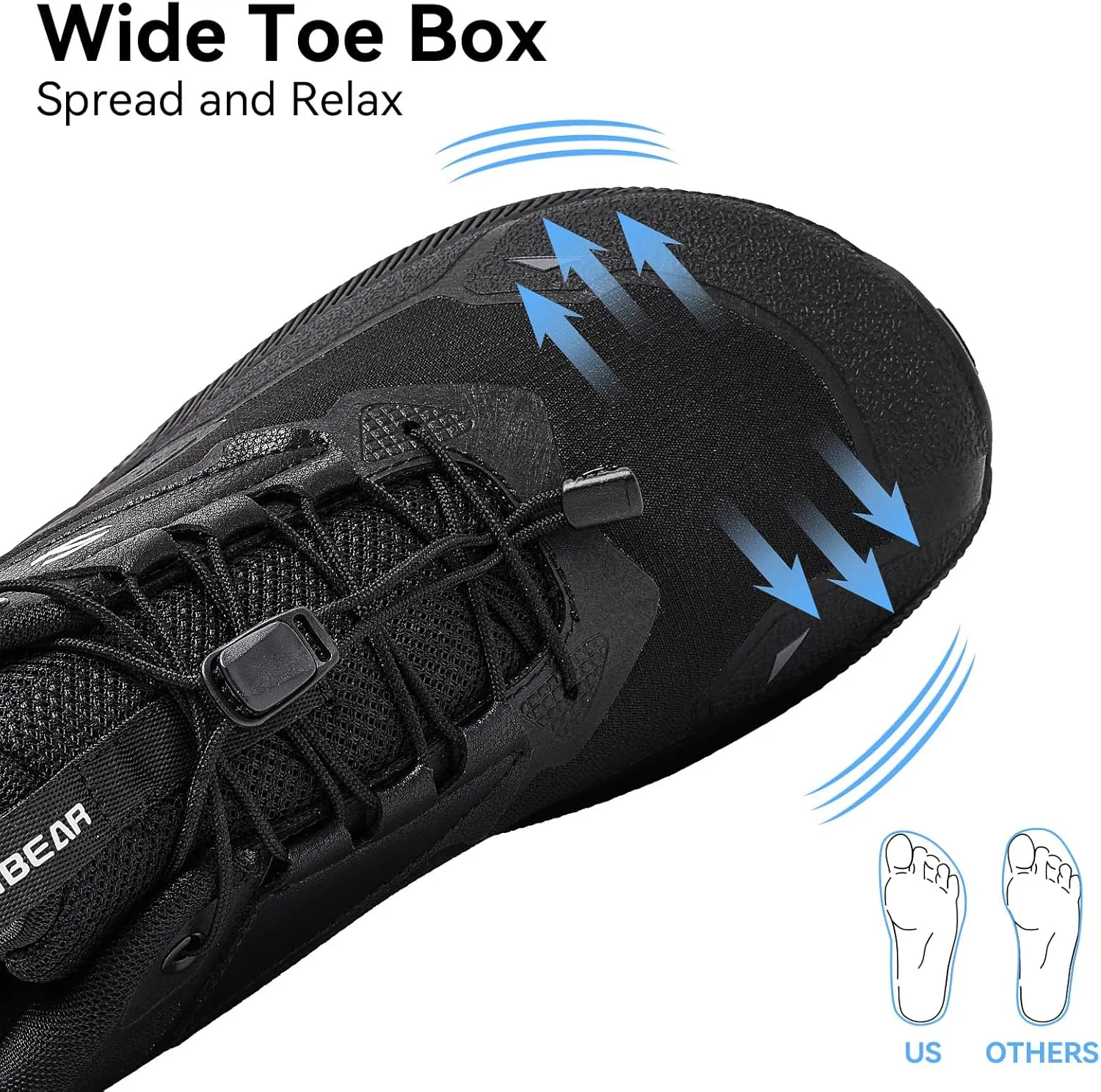 HOBIBEAR Men's Wide Toe Walking Shoes Zero Drop Non Slip Wear Resistant Sneakers