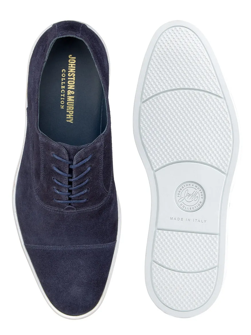 J & M Collection Bolivar Cap in Navy Italian Suede