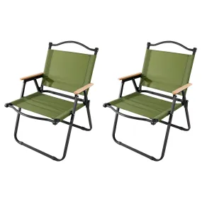 Kuber Industries (Set of 2) Portable & Foldable Chair for Travelling - Camping Cloth Kurchi for Outdoor Beach & Home Aram - Green