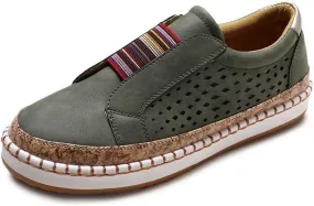 Lausiuoe Sneakers For Women Slip On Memory Foam Canvas Sneakers Low Top Fashion Casual Soft Walking Shoes Flat Loafers