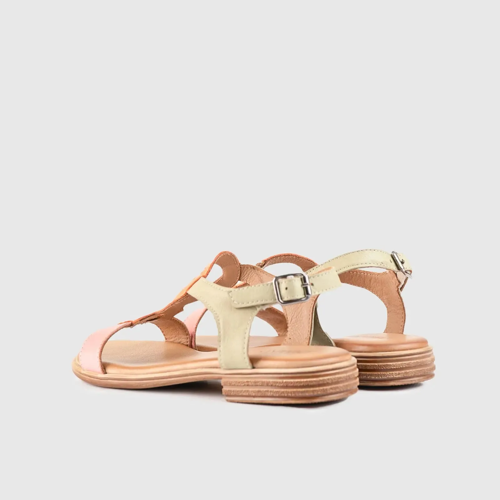 Leather Flat Comfort Sandals Multi 8626