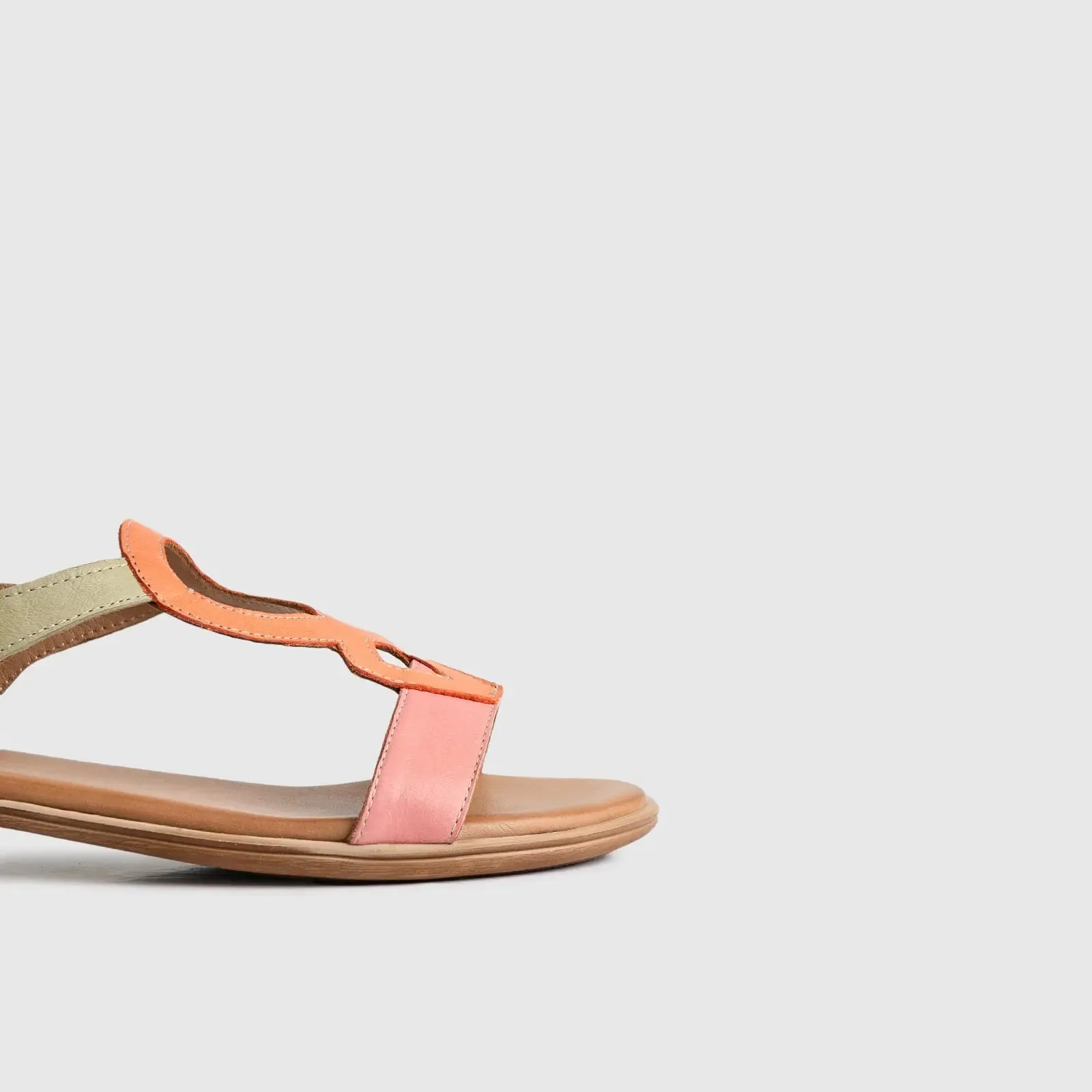 Leather Flat Comfort Sandals Multi 8626